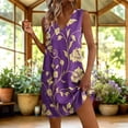 thumbnail image 2 of Summer Dresses for Women Plus Size Floral Printed V-Neck Sleeveless Casual Summer A-Line Loose Dress with Pockets, 2 of 8