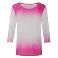 thumbnail image 5 of gakvbuo Petite Tops For Women Tops 3/4 Sleeve On Gradient Summer Pullover Shirts Tunic Tops Crewneck Slim Fit Half Sleeve Graphic Tshirts Blouse Tops, 5 of 5