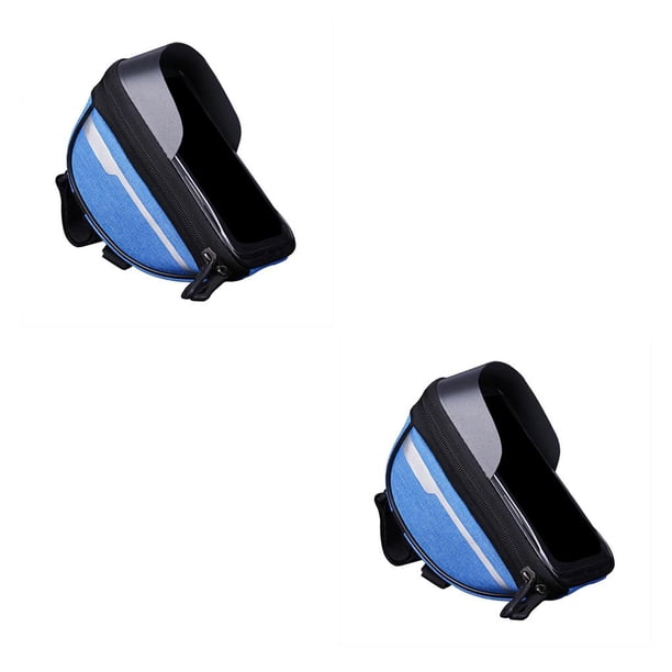 Greeniant bolsa de pantalla táctil de bicicleta almacenamiento de manillar delantero caja de teléfono móvil de bicicleta accesorio de Azul 2piezas