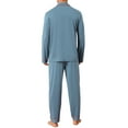 thumbnail image 3 of INSPIRE CHIC Men's 2 Pieces Long Sleeve Solid Color Button Down Casual Pajamas Set L Gray Blue, 3 of 5