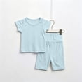 thumbnail image 3 of Dxzfnsa Toddler Kids Sets Round Neck Short Sleeve T Shirts and Comfortable Shorts Sets Unisex Two Piece Summer Solid Color Outfits, 3 of 7