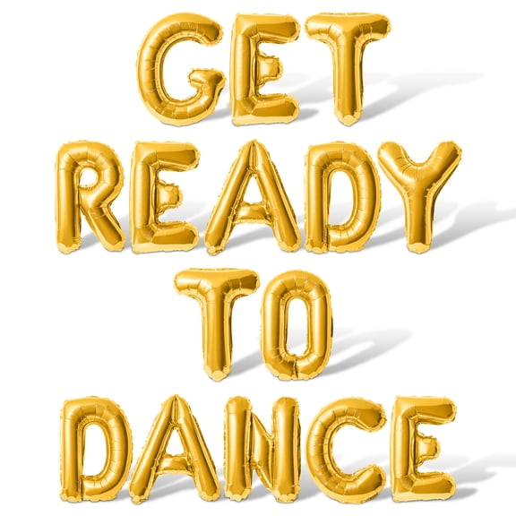 Letter Balloons - GET READY TO DANCE 16" Inch Alphabet Letters Foil Mylar Balloon Birthday Party Banner (Gold)