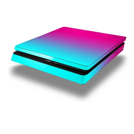 Vinyl Decal Skin Wrap compatible with Sony PlayStation 4 Slim Console Smooth Fades Neon Teal Hot Pink (PS4 NOT