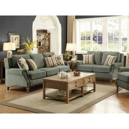 Coaster Rosenberg 2 Piece Rolled Arm Sofa Set In Sage Green Coaster Rosenberg 2 Piece Rolled Arm Sofa Set In Sage Green
