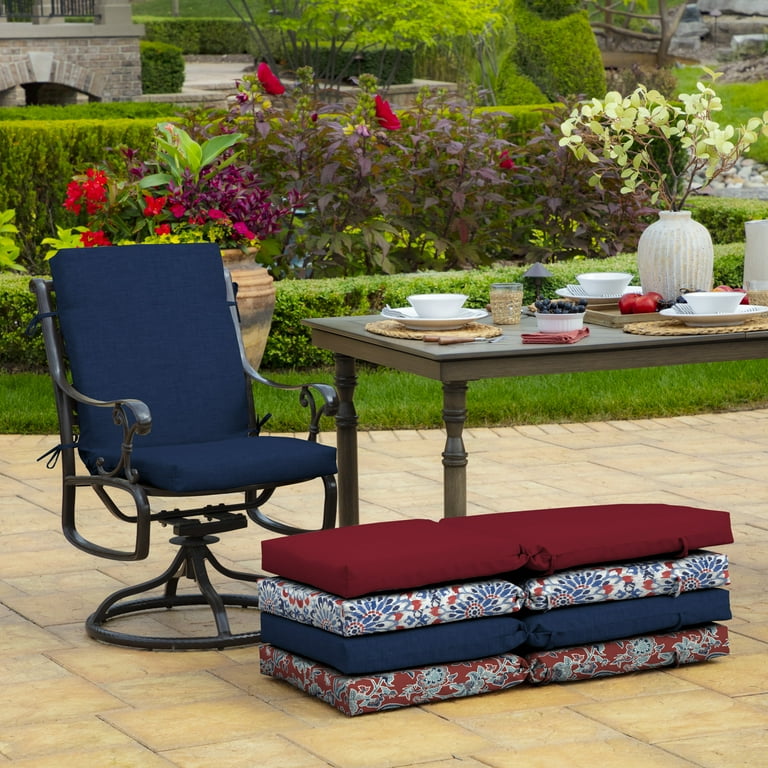 Aoodor Indoor Outdoor High Back Chair Cushions Replacement Set of 4（Dark  Blue）