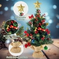 thumbnail image 3 of Ninonly 24 Inch Tabletop Mini Christmas Tree, Artificial Small Xmas Pine Tree with 30 LED Lights, Linen Base, Red Fruits, Christmas Balls, Bowknot, Star Tree Topper, 3 of 7