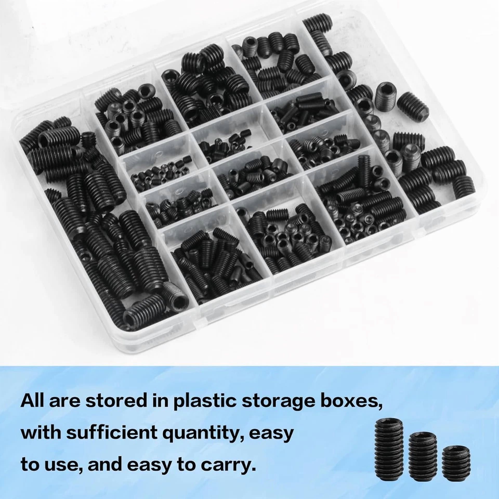 CIRCLE- 450Pcs Set Screws, Set Screws Assortment Kit, Grub Screws M3 M4 M5 M6 M8 For Hom