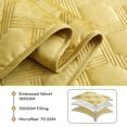 thumbnail image 6 of Moonlight20015 Ochre Velvet Bedspread Set King Size 3 Piece Geometric Pattern Quilt 350GSM Ultra Soft Reversible Comforter Washable Bedding, 6 of 10