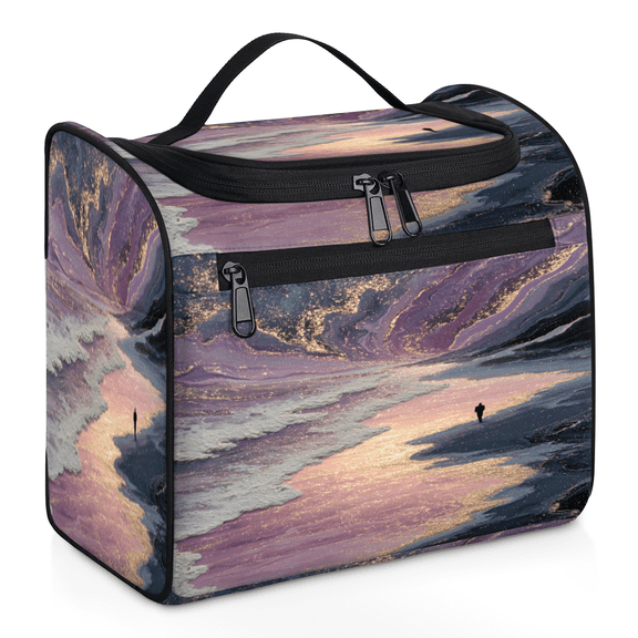 Herdesigns Galaxy Star Sea Large Travel Toiletry Bag with Hanging Hook for Women Men, Makeup Cosmetic Organizer for Accessories