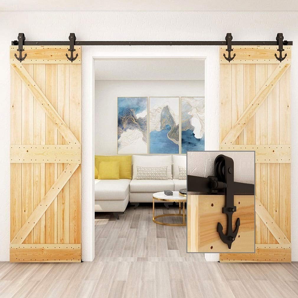 Ccjh Ft Sliding Barn Door Hardware Track Kit Fit Max Wide Door