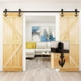 thumbnail image 3 of CCJH 19 FT Sliding Barn Door Hardware Track Kit Fit Max 114" Wide Door Double Door Hanging Rail Anchor Style Black, 3 of 4