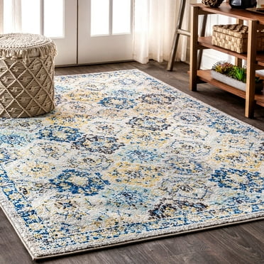 JONATHAN Y MDP205A-8 Modern Persian Boho Vintage Trellis Blue/Multi 8 ft. x 10 ft. Area Rug, Bohemian Traditional, Pet Friendly, Stain Resistant, Easy to Clean, for Living Room; Kitchen, Bedroom
