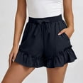 thumbnail image 2 of Aboser Women's Summer Boho Shorts Cute Ruffle Hem Beach Shorts Casual Elastic Waist Short Pants Lightweight Wide Leg Shorts Loose Fits Lounge Shorts with Pockets, 2 of 8