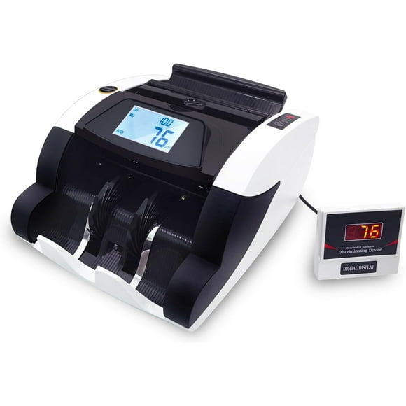 Money Counter Machine, Automatic Bill Counter Cash Counter Money Pcs Counting Machine with UV/MG Counterfeit Detection, Digital Display, Add/Batch Modes for Multi-Currency, AC 110V