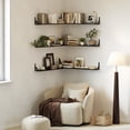 thumbnail image 6 of Farmhouse 40 inch Black Floating Shelves Set of 3,Wood Book Shelves for Decor, 6 of 9