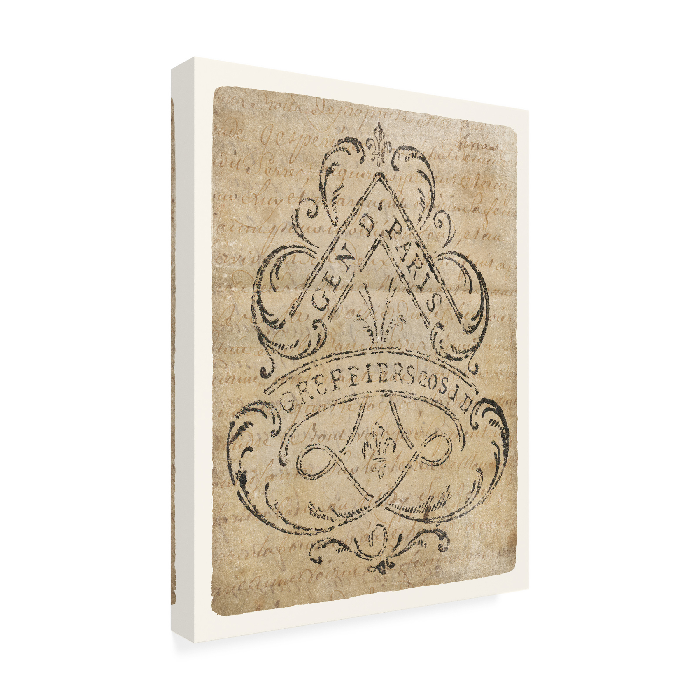 Trademark Fine Art 'Vintage Letter Crest I Antique Border V2' Canvas Art by Wild Apple Portfolio
