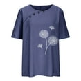 thumbnail image 6 of Womens Tops Under $10 Women Summer Sexy Print Regular Button Round Neck Short Sleeve Women Short Sleeves Top Navy Xxl, 6 of 6