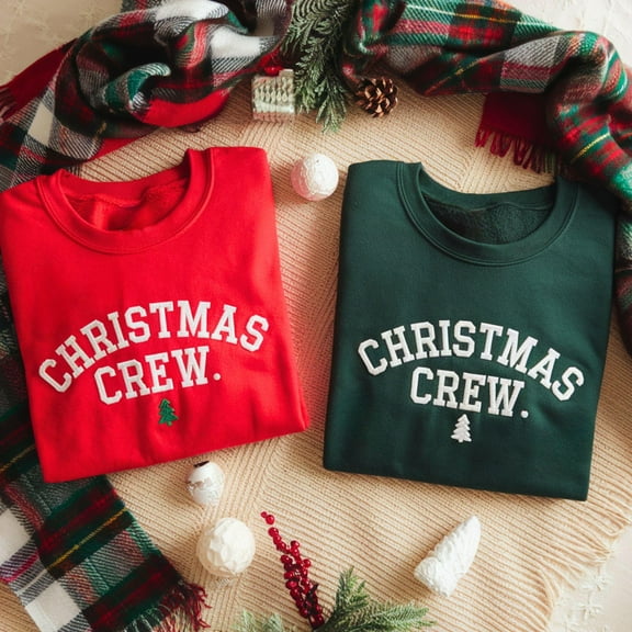 Embroidered Christmas Crew Sweatshirt, Matching Christmas Sweater, Winter Holiday 2025 Sweater Gift, Family Xmas Matching Outfit