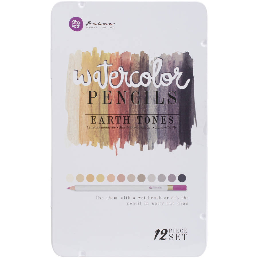 12 Pack Prima Marketing Earth Tones Mixed Media Watercolor Pencils Woodkg 