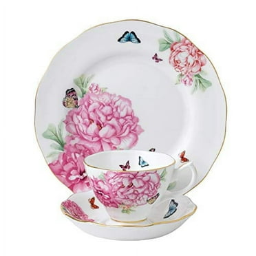 Miranda Kerr For Royal Albert Friendship 3-Piece Tea Set | Teapot, Sugar Bowl & Creamer With Peony And Butterfly Design | Gift Boxed, Hand Wash Only