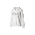 thumbnail image 2 of Sedceaty Women Casual Loose Fit Hoodie, Rhinestone Letters Pattern Long Sleeve Hooded Sweatshirt, Black/ White, 2 of 9