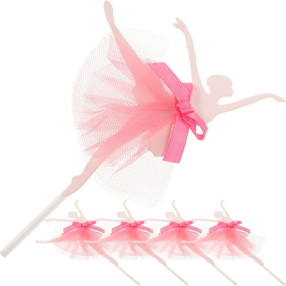 GOOHOCHY 5pcs Ballerina Girls Cupcake Topper Cake Decoration for Wedding Bridal Shower Birthday Party (Red)