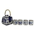 thumbnail image 5 of Heavenly Blue Oriental Ryu Dragon King Hexagonal Teapot With 4 Tea Cups Set, 5 of 10