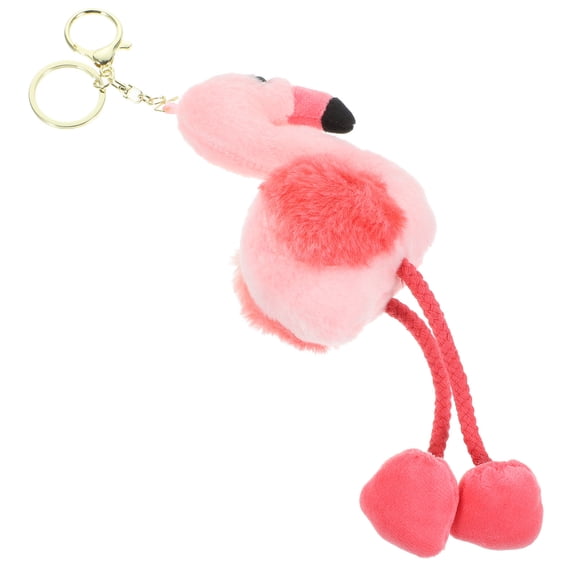 Topbathy Key Holder Keychain Flamingo Shape Pink Plush Home and Car Decor 1Pcs