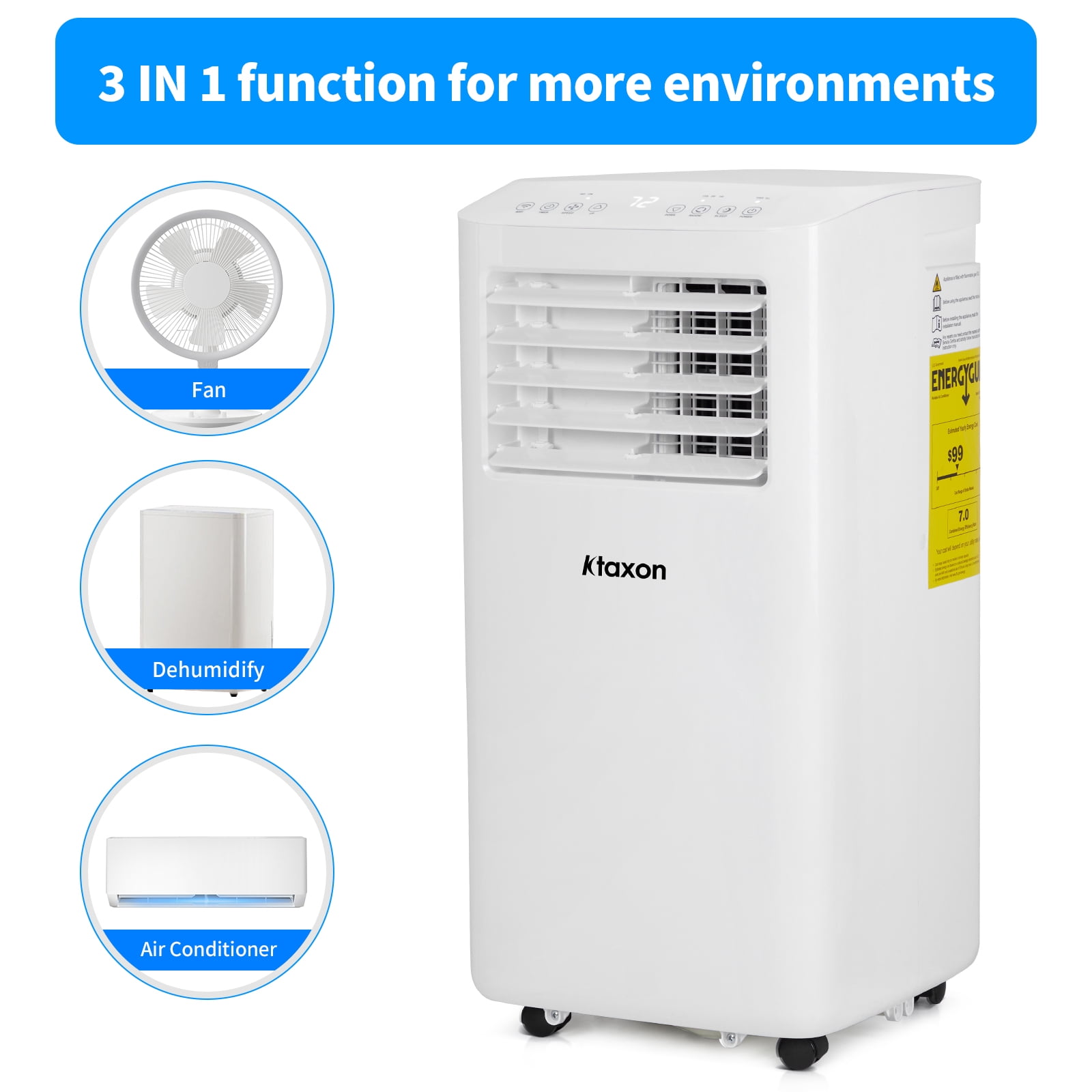 Ktaxon WiFi Enabled 7100BTU (10000BTU ASHRAE) Portable Air Conditioner & Dehumidifier Function With Remote Control & Window Kit