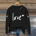 thumbnail image 4 of Valentine's Day Love Print Women's Hoodless Long Sleeve Crewneck Casual Pullover Top Soft Athletic Wearfor Daily Outfits Loose Womens Sweatshirts B-Black XL, 4 of 5