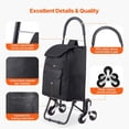 thumbnail image 6 of Stair Climber Trolley Dolly - 36L Folding Shopping Cart, 6-Wheel Stair Climbing Handcart, Grocery Laundry Cart, Foldable Utility Cart - Black, 6 of 7
