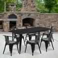 thumbnail image 2 of Flash Furniture Oakley Commercial Grade 31.5" x 63" Rectangular Black Metal Indoor-Outdoor Table Set with 6 Arm Chairs, 2 of 5