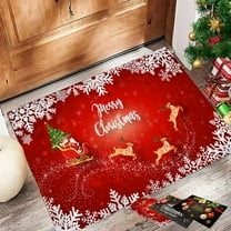PALIFEUR Christmas Door Mat, 24"x16" Dirt Trapping Door Mat Indoor Entrance, Absorbent Non-Slip Christmas Balls Doormat, Washable Front Door Mat Outside Entrance for Holiday Party Decorations, Red