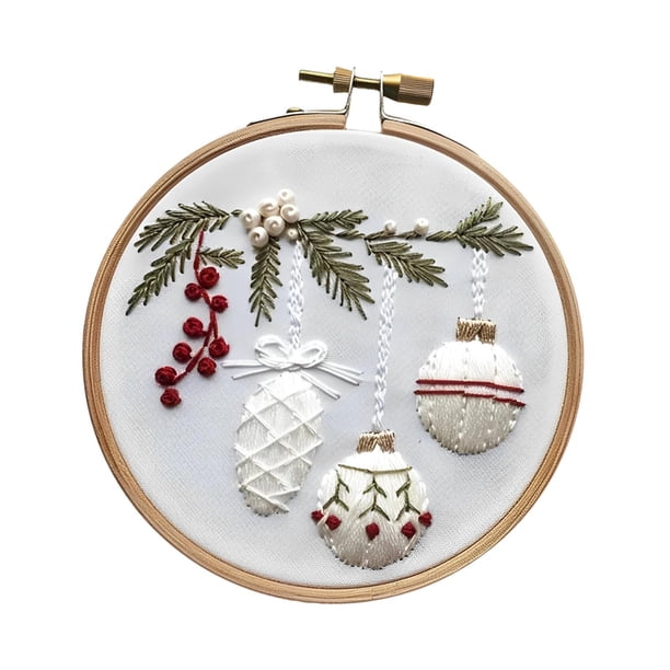 Kit de bordado navideño DIY Patrón navideño Juego de bordado de punto de cruz con Chuchería