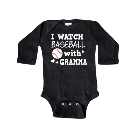 

Inktastic I Watch Baseball with My Gramma Gift Baby Boy or Baby Girl Long Sleeve Bodysuit