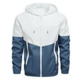 thumbnail image 2 of Lightweight Fall Jackets for Men Long Sleeve Color Block Trendy Casual Zip Up Hooded Jacket with Pockets Outerwear, 2 of 8