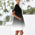 thumbnail image 5 of Efsteb Womens Summer Dresses 2025 V-Neck Pleated Dress with Pocket Summer Gradient Color Print Short Sleeve Casual Fashion Comfy Sundresses Dresses (Black,M), 5 of 8