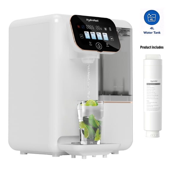 Countertop Reverse Osmosis Water Purifier with 6-Stage RO Filtration, Mineralization, and Smart Display Hydrofast B100 Ro Water Filter System