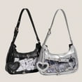thumbnail image 5 of Streetwear Style PU Hobo Ita Bag for Women, Heart Decor, Clear Mesh Window, Small Capacity, Adjustable Strap, Shoulder Crossbody Bag for Anime Pin Display Daily Use (10.6"x2.4"x3.1", 0.66lb), 5 of 7