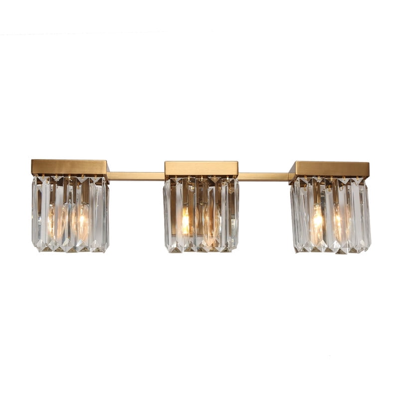 LNC 3-Light Bathroom Vanity Light with Crystal Design,Modern Polished Gold Finishes