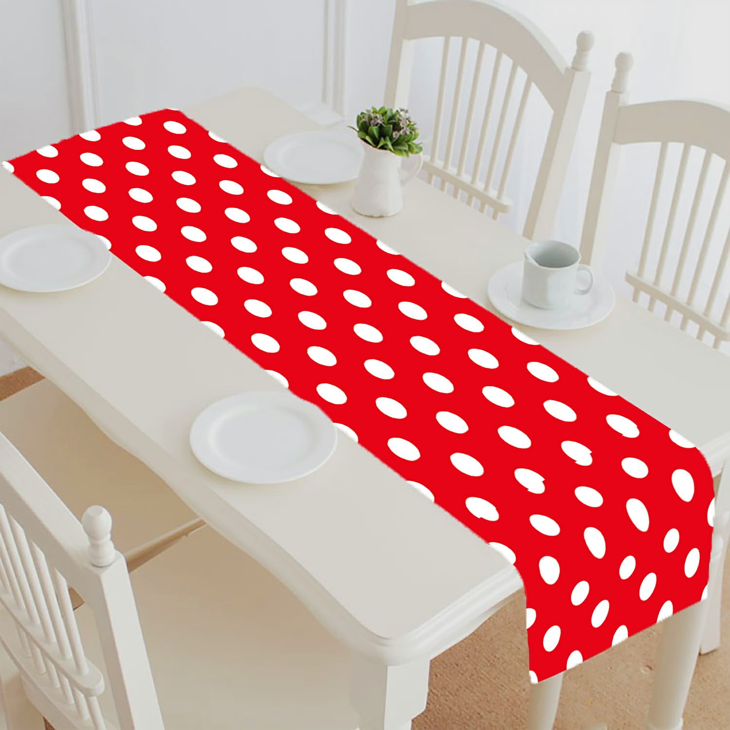ABPHQTO Red Polka Dot Table Runner Placemat Tablecloth For Home Decor ...