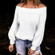 thumbnail image 3 of Suéteres para mujer de moda de color sólido de manga larga Pullove fuera del hombro camisa suéter Tops Odeerbi ODB-3, 3 of 4