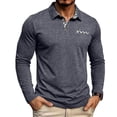 thumbnail image 2 of Mens Polo Shirts Casual Long Sleeve Button Collar Stretch Golf Tee Tops with Pocket, 2 of 6