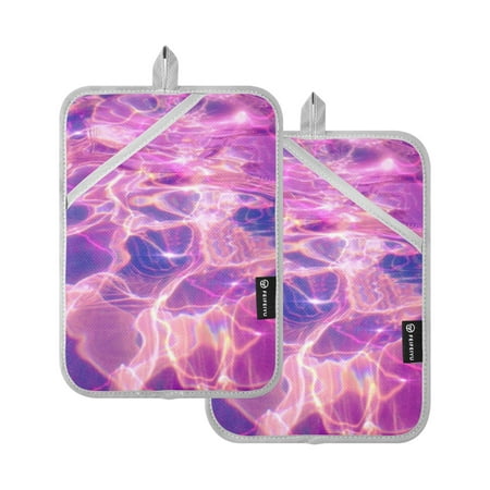 

Pot Holders Set of 2 Heat Resistant Potholders for Kitchen Easy Grip Oven Mitts for Microwave Oven Baking Kitchen BBQ Pink Water Ripple