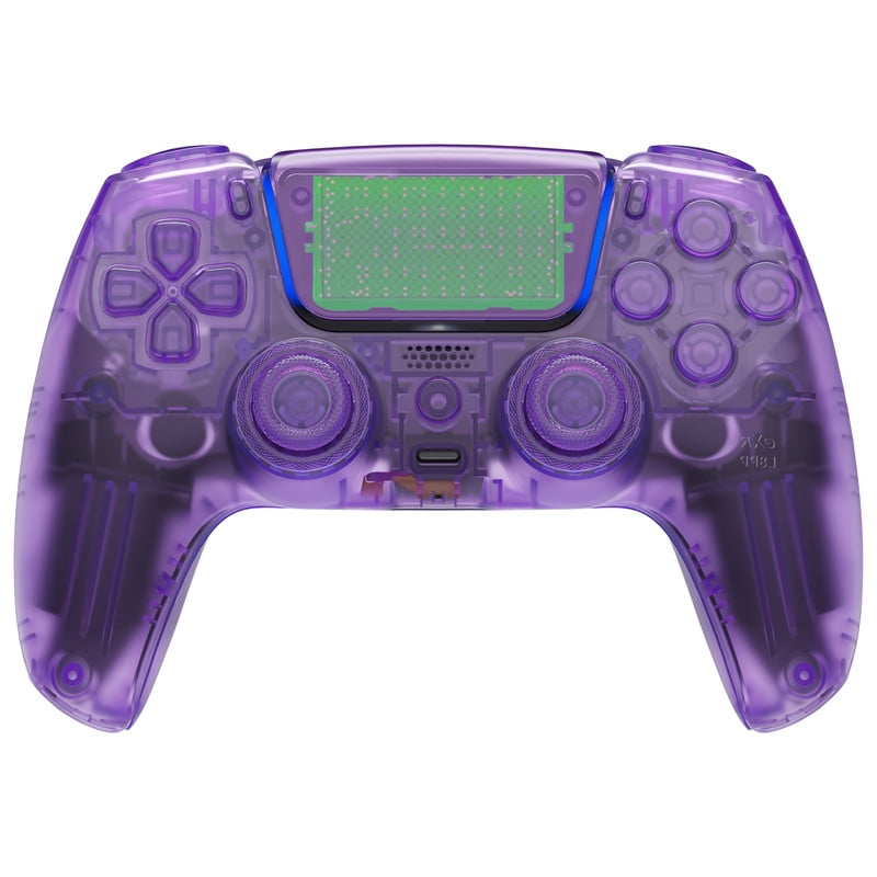 eXtremeRate Luna Redesigned Full Set Housing Shell Buttons Touchpad Cover Clear Atomic Purple Replacement Top Bottom Case for ps5 Controller BDM-030/040