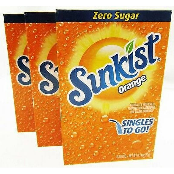 Sunkist Orange ~ Packets ~ Zero Sugar ~ Drink Mix ~ 3 Boxes