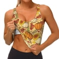 thumbnail image 4 of Xecao Pumpkin And Sunflower for Sports Bra with Removable Pads, Crop Tank Top Design, Women's Longline Sports Bra - Non-Wired - Small, 4 of 9