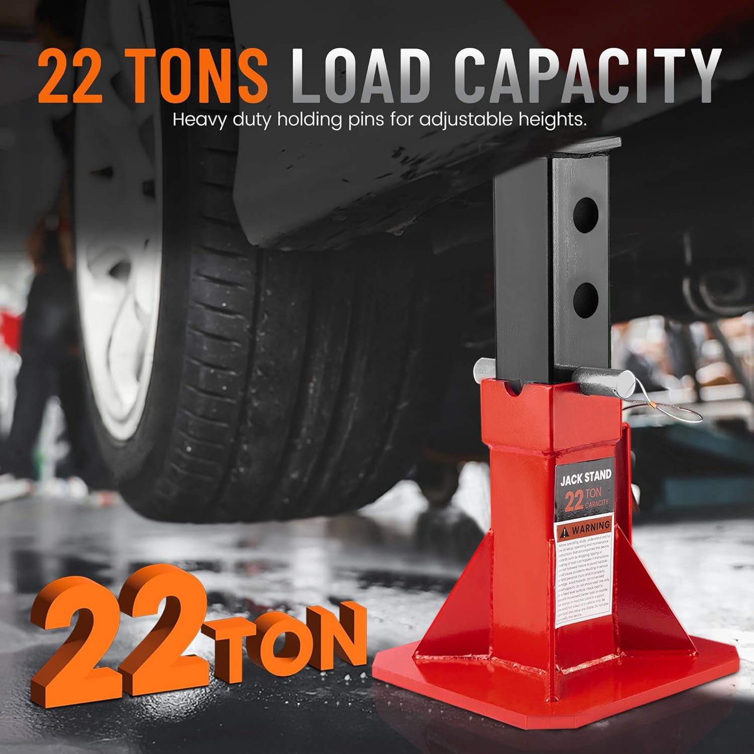 Car Jack Stands 4 Pack, Heavy Duty Pin Type Professional Jackstand with Lock Adjustable Height Fit for Supporting Car SUV Truck Pick Up and Equipment, Red (Set of 4PCS)