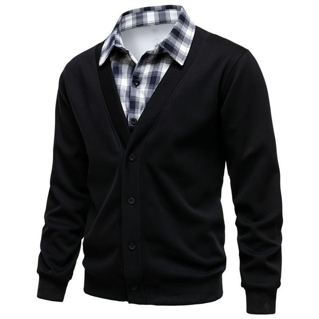 Handshe Veste Décontractée pour Hommes Doublée en Polaire, Col Rabattu avec Fermeture à Boutons, Manches Longues Sans Capuche pour Automne Hiver Extérieur et Tenue Décontractée