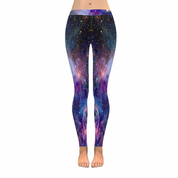 SUNENAT Nebula Galaxy in Outer Space Stretchy Capri Leggings Skinny Yoga Sports Pants XXL